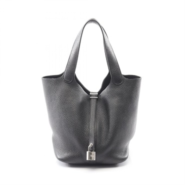 HERMES Picotin Lock MM Tote Handbag Clemence leather Black SHW Used Women Z