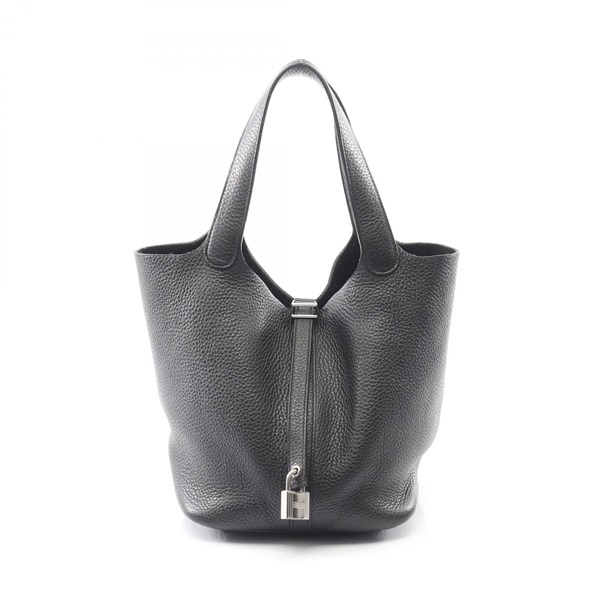 HERMES Picotin Lock MM Tote Handbag Clemence leather Black SHW Used Women Z