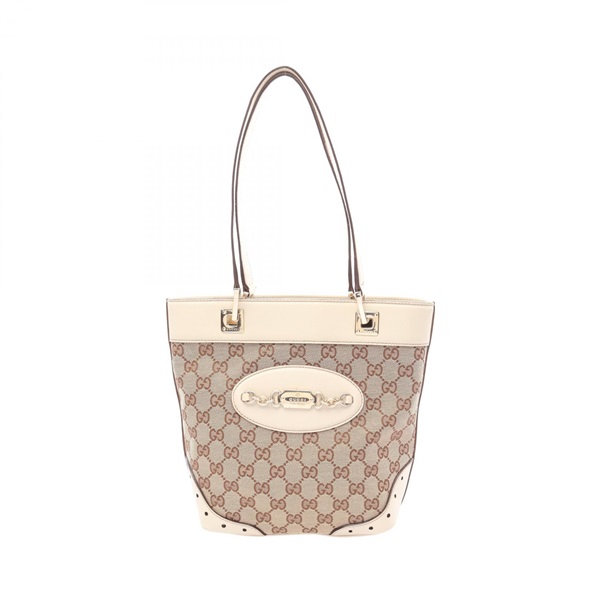 GUCCI GG canvas Shoulder Tote Bag 145994 canvas leather Beige Used Women