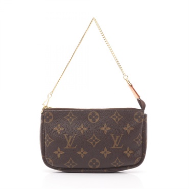 LOUIS VUITTON Pouch mini bag Monogram PVC coated canvas leather Brown Used Women