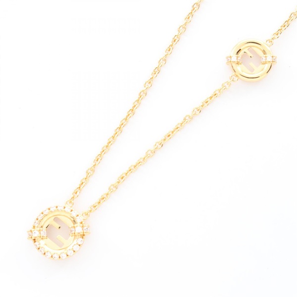 FENDI Everround Necklace Gold Plated Rhinestone NEW Women 42.5~48cm