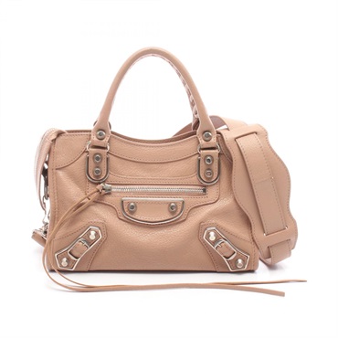BALENCIAGA Classic Metallic Edge Mini City shoulder Handbag leather Pink Used