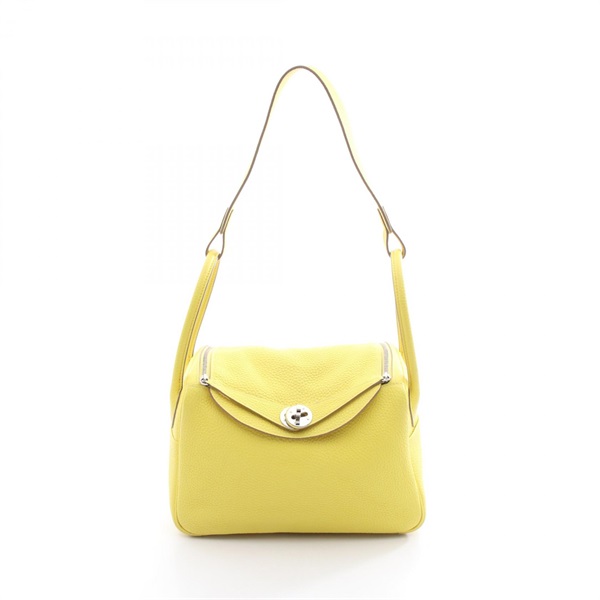 HERMES Lindy 26 Shoulder Handbag Y Clemence leather Yellow Lime SHW Used Women