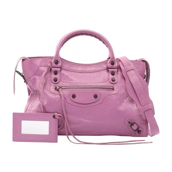 BALENCIAGA The city Shoulder Handbag 115748 leather Purple Used Women