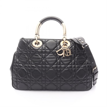 Christian Dior Lady 95.22 Cannage Large Shoulder Crossbody Handbag leather Used