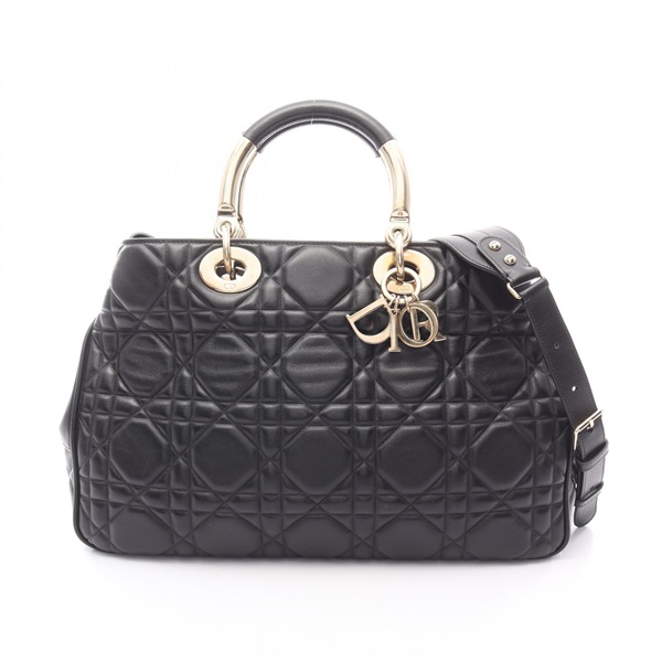 Christian Dior Lady 95.22 Cannage Large Shoulder Crossbody Handbag leather Used