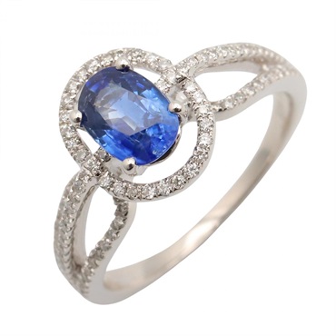 JEWELRY Sapphire Ring 18KWG White Gold Blue Used Women US Size 6.25