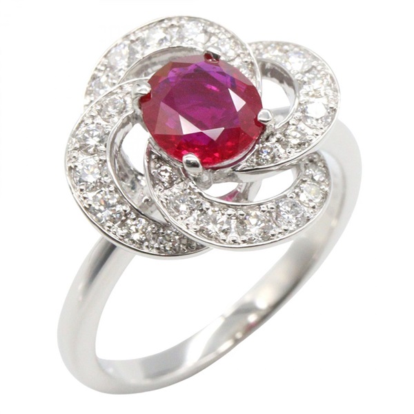 JEWELRY Ruby Diamond Ring Pt950 Platinum Red Used Women US Size 6