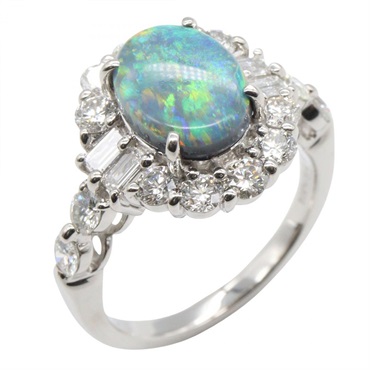JEWELRY BlackOpal Diamond Ring Pt900 Platinum Multicolor Used Women US Size 5.5