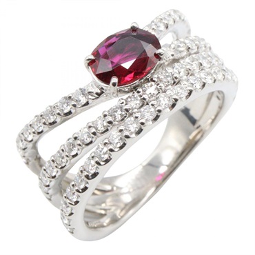 JEWELRY Ruby Diamond Ring Pt900 Platinum Red Used Women US Size 5.75