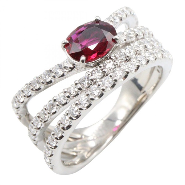 JEWELRY Ruby Diamond Ring Pt900 Platinum Red Used Women US Size 5.75