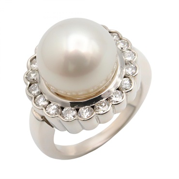 JEWELRY Pearl Ring Diamond Pt900 Platinum White Used Women US Size 5