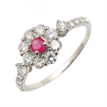 JEWELRY Red Beryl Diamond Ring Pt950 Platinum Red Used Women US Size 6