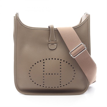 HERMES Evelyne 3 Troyes PM Shoulder Crossbody Bag W Clemence leather Gray SHW
