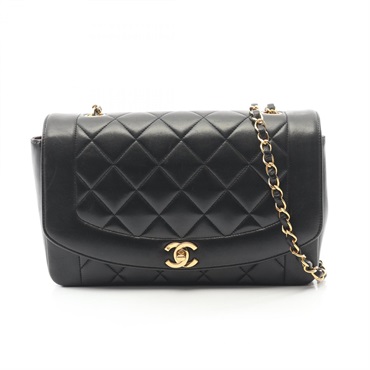 CHANEL Matelasse Diana Flap chain crossbody Shoulder Bag Lambskin Black Used GHW