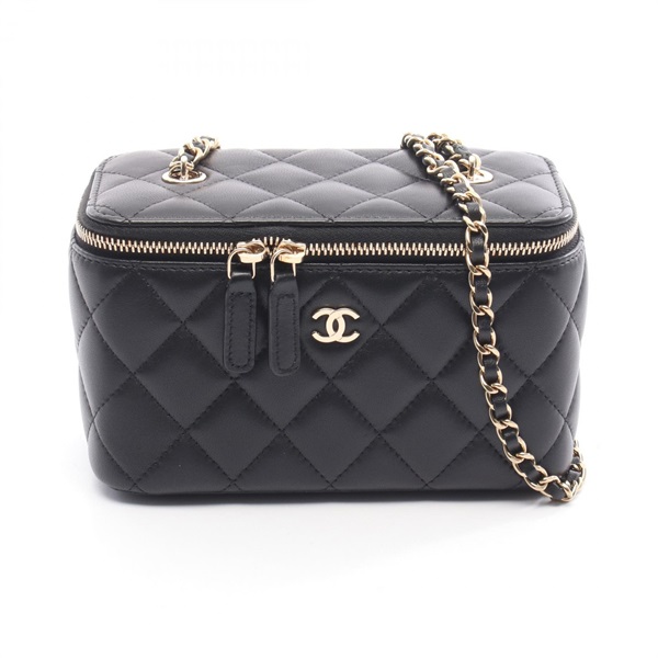 CHANEL Matelasse Small Vanity Shoulder Crossbody Bag AP1341 leather Black GHW CC