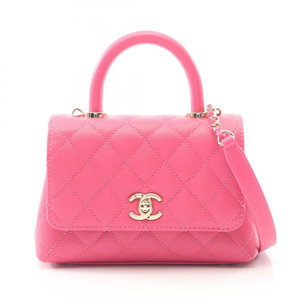 CHANEL Coco XXS Top Handle Shoulder Crossbody Handbag AS2215 leather Pink GHW CC