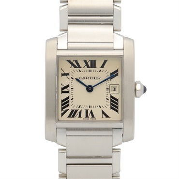 CARTIER Tank Francaise MM Wrist Watch W51011Q3 Quartz Stainless Steel Used Boys
