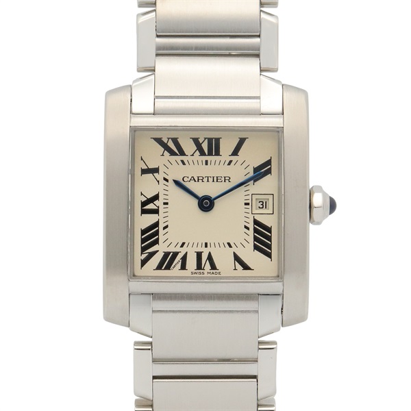 CARTIER Tank Francaise MM Wrist Watch W51011Q3 Quartz Stainless Steel Used Boys