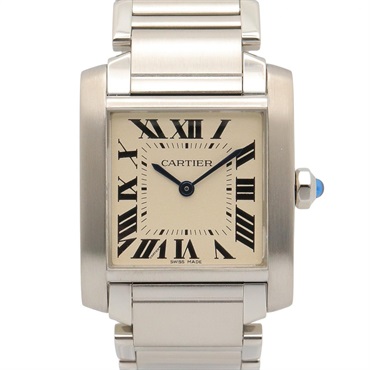 CARTIER Tank Francaise MM Wrist Watch WSTA0005 Quartz Stainless Steel Used Boys