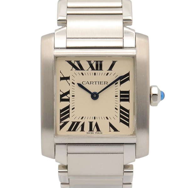 CARTIER Tank Francaise MM Wrist Watch WSTA0005 Quartz Stainless Steel Used Boys
