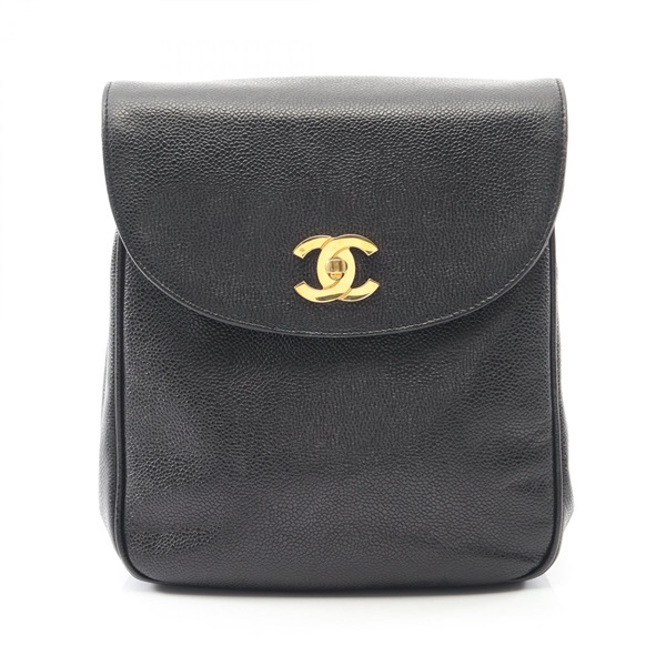 CHANEL COCO Mark Rucksack Backpack leather Calfskin Black Used Women GHW