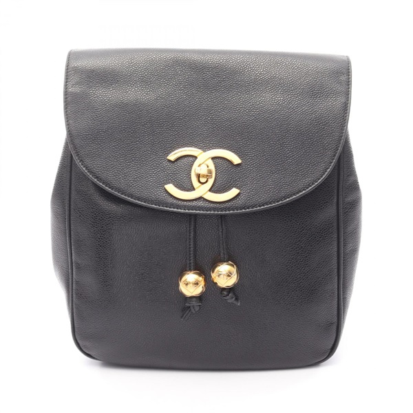 CHANEL COCO Mark Rucksack Backpack leather Calfskin leather Black Used Women GHW