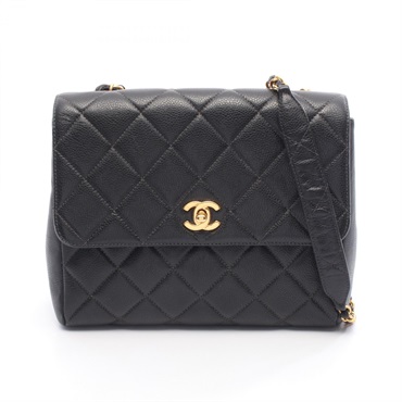CHANEL Matelasse Chain Shoulder Crossbody Bag calf leather Black GHW Used Women