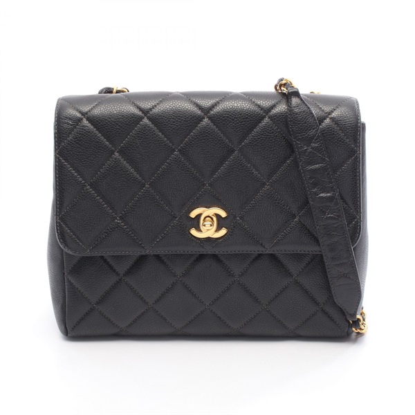 CHANEL Matelasse Chain Shoulder Crossbody Bag calf leather Black GHW Used Women