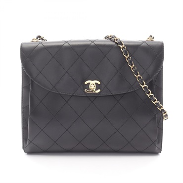 CHANEL Matelasse chain Shoulder Bag Lambskin leather Black Used Women GHW