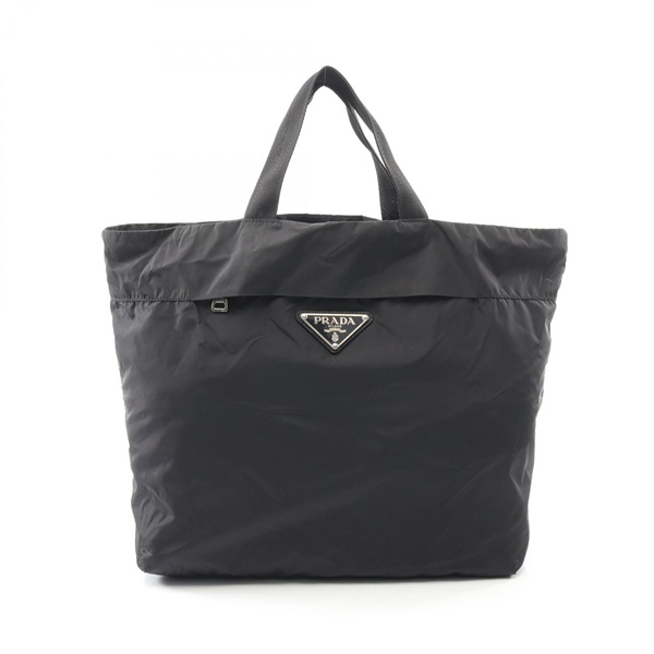 PRADA Hand Tote Bag Nylon Black Used Women logo