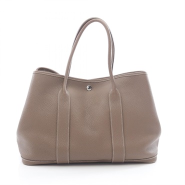 HERMES Garden party PM Tote hand Bag A Negonda leather Etoupe Grey Used SHW
