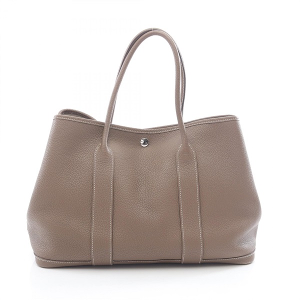 HERMES Garden party PM Tote hand Bag A Negonda leather Etoupe Grey Used SHW