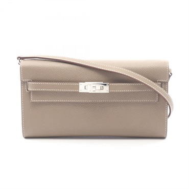 HERMES Kelly To Go Shoulder Crossbody Bag 080253CK Epsom leather Gray SHW Used B