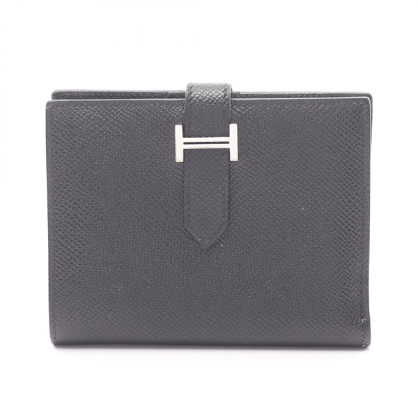 HERMES Bearn Compact Bi-fold wallet purse 039790CK Epsom leather BK SHW Used