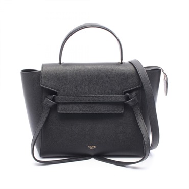 CELINE MICRO Belt crossbody shoulder Handbag leather Black Used Women