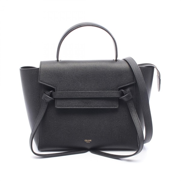 CELINE MICRO Belt crossbody shoulder Handbag leather Black Used Women