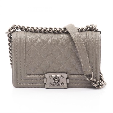 CHANEL Boy Chanel Small chain Shoulder Bag A67085 leather Beige Used Women