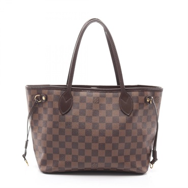 LOUIS VUITTON Neverfull PM Tote shoulder Bag N41359 Damier leather Ebene Used LV