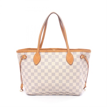 LOUIS VUITTON Neverfull PM Tote Handbag N41362 Damier Azur canvas leather Used