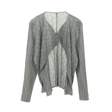 PLEATS PLEASE Pleated Cardigan PP31-JO963 Polyester Gray #4 Used Women