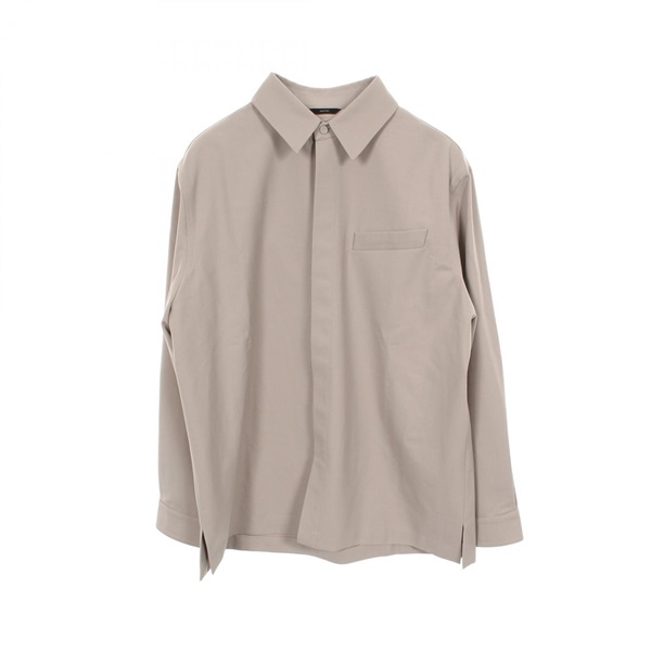 FENDI FF logo embroidery shirt tops wool polyester Khaki Used mens #52