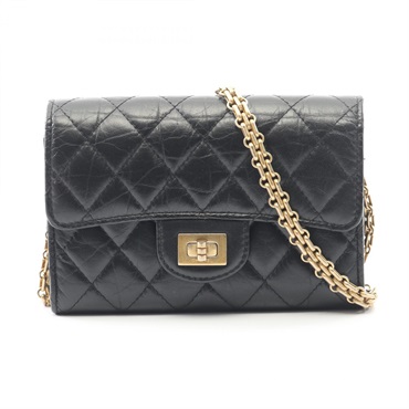CHANEL 2.55 Matelasse Mini chain crossbody Shoulder Bag A70793 Calfskin BK GHW