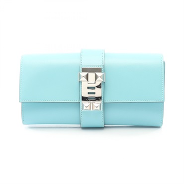 HERMES Medor 23 Business clutch bag Tadelakt leather Blue atoll Used Women T SHW