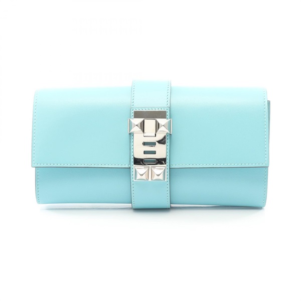 HERMES Medor 23 Business clutch bag Tadelakt leather Blue atoll Used Women T SHW