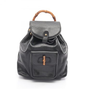 GUCCI Bamboo Rucksack Backpack bag 003 2058 0030 leather Black Used Women