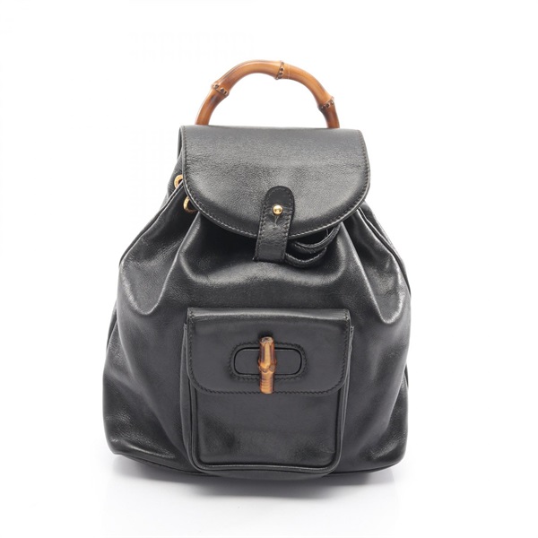 GUCCI Bamboo Rucksack Backpack bag 003 2058 0030 leather Black Used Women