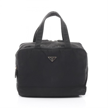 PRADA BEAUTY Cosmetic Handbag Nylon Black Used Women logo