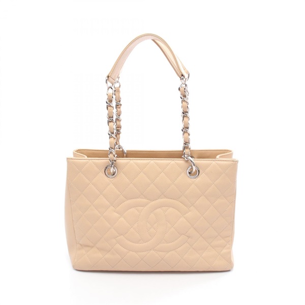 CHANEL Matelasse Grand Shopping GST Chain Tote Bag A50995 Calfskin Beige SHW