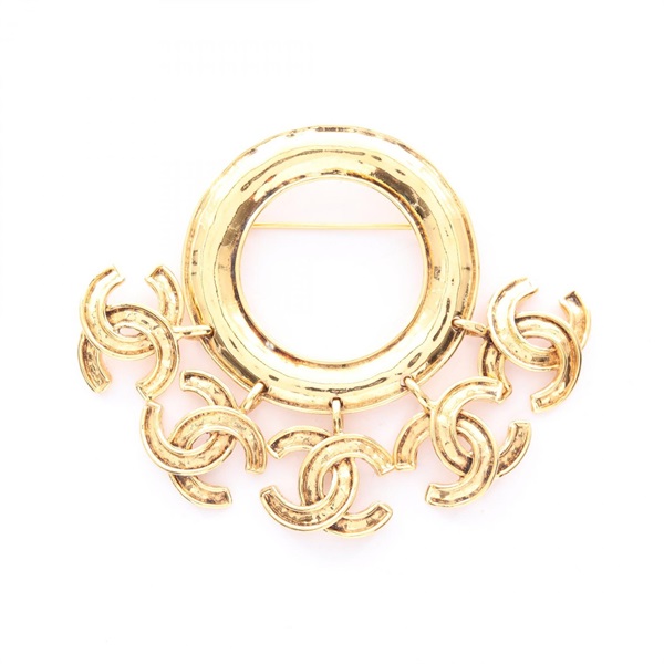 CHANEL COCO Mark Brooch Gold Plated Used Women CC